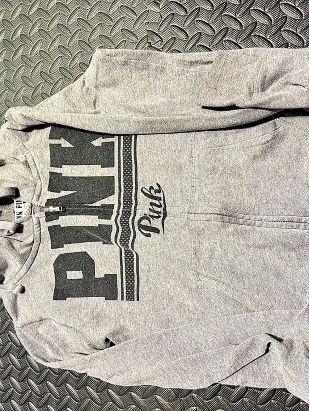 PINK Zip Hoodie Gray Size Small